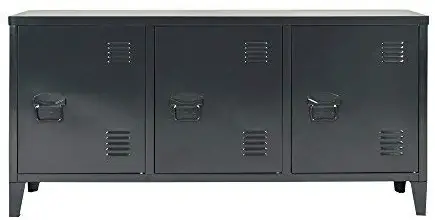HouseinBox Office File Storage Console Cupboard Metal Cabinet 3 Door Cupboard Locker Organizer Stand 3-in-1, 2 Tier 6 Shelves Legs Detachable