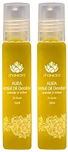 Shankara Aura Essential Oil Deodorant - All-Natural Deodorant - Vegan, Anti-Bacterial, Odor-Fighting Deodorant for Men & Women - Alcohol, Paraben & Aluminum Free Deodorant - Lavender & Vetiver -2 Pack