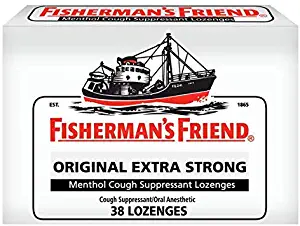 Cough Drops by Fisherman's Friend, Cough Suppressant and Sore Throat Lozenges, Original Extra Strong Menthol Flavor, 38 Count (6 Pack)