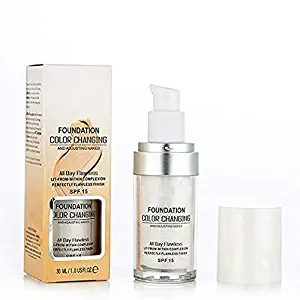 TLM Flawless Colour Changing Warm Skin Tone Foundation Makeup Base Nude Face Moisturizing Liquid Cover Concealer for Women Girls SPF15