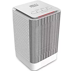 Mighty Power Compact Personal Space Heater with Fan, 950 Watts of Heat, Mini Design, Ultra Quiet, Great for Home, Office, Tip-Over and Overheat Protection, 90 Degree Oscillation, White 5x5x8 Inches
