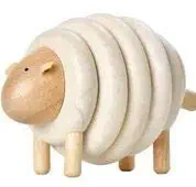 PlanToys Wooden Lacing Sheep Sorting and Stacking Toy (5150) | Sustainably Made from Rubberwood and Non-Toxic Paints and Dyes
