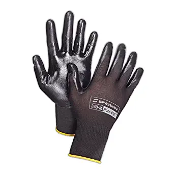 North by Honeywell 380-L Honeywell Pure Fit 380 Nitrile Palm Coated Gloves, Large, Black, Large (Pack of 12)