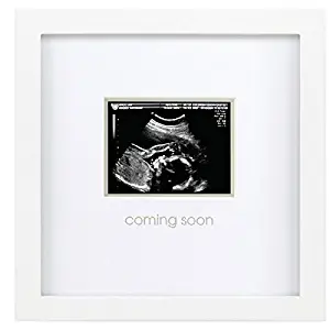 Pearhead Coming Soon Sonogram Keepsake Frame, Perfect Gift for Expecting Parents, Pregnancy Announcement, White