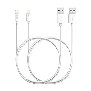 [Apple MFi Certified] [2-Pack] Anker 3ft / 0.9m Premium Lightning to USB Cable with Ultra Compact Connector Head for iPhone XS/XS Max/XR/X / 8/8 Plus / 7/7 Plus, iPod and iPad (White)