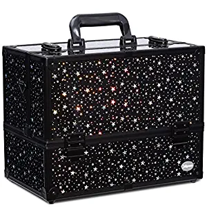 Makeup Case 6 Trays Large 14" x 8.5" x 11" Train Cases Cosmetic Organizer Storage Box by Joligrace - Star Pattern