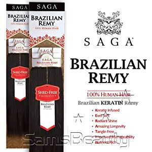 MilkyWay Remy Human Hair Weave SAGA Brazilian Remy Yaky [16"] (1B)