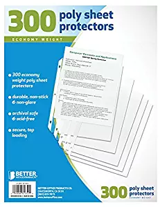 Better Office Products Sheet Protectors, 300 Count