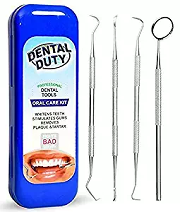 Professional Dental Hygiene Kit, Calculus Plaque Remover Set , Stainless Steel Tools, Tarter Scraper, Tooth Pick, Dental Scaler and Mouth Mirror Instruments. Hygienist Kit, Home Use Tools For Adults