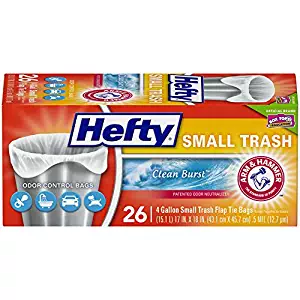 Hefty Flap Tie Small Trash Bags - Clean Burst, 4 Gallon, 12 Packs of 26 Count (312 Total)