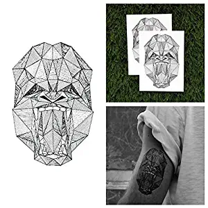 Tattify Gorilla Temporary Tattoo - Silverback (Set of 2) - Other Styles Available - Fashionable Temporary Tattoos - Long Lasting and Waterproof