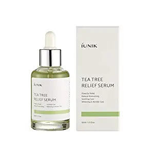 IUNIK Tea Tree Relief Serum with natural ingredients with tea tree & Centella & 6 sprout extract - Calm + Moisturizing + Skin trail Relief at once - 1.71 OZ