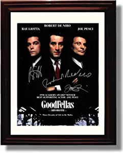 Framed Ray Liotta, Robert De NIRO, and Joe Pesci Autograph Replica Print - Goodfellas
