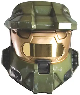 Halo Master Chief Costume Vacuform Half-Mask, Green, One Size