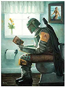 Dropping a Bounty by Bucket Star Wars Boba Fett Parody 12 Inches x 9 Inches Reproduction Gallery Wrapped Canvas Bathroom Wall Art