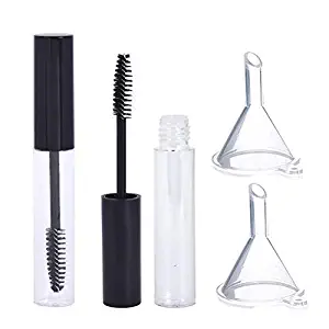 Pengxiaomei 2pcs 10ml Empty Mascara Tube with Eyelash Wand, Eyelash Cream Container Bottle with Funnels Transfer Pipettes