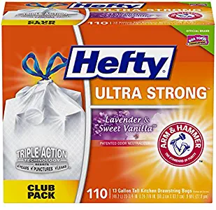Hefty Ultra Strong Tall Kitchen Trash Bags - Lavender & Sweet Vanilla, 13 Gallon, 110 Count