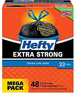 Hefty Strong Large Trash/Garbage Bags Can Liner, Drawstring, Black, 48 Count (Pack of 3)