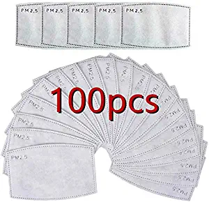 WowTowel PM2.5 Air Filtration Filters 5 Layers Safety Activated Carbon Filter Replacement, Face Protective Cotton, Anti-saliva, Cover for Outdoor Activities (100pcs)