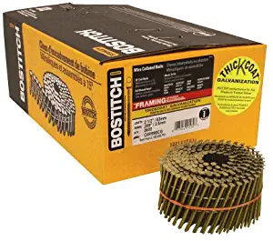 BOSTITCH C8R99BCG Thickcoat Round Head 2-1/2-Inch by .099-Inch by 15 Degree Ring Shank Coil Framing Nail (3,600 per Box)