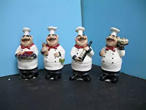 4 pcs Italian FAT Chef figurine BISTRO DECOR home NEW Bar Waiter Home set . by Elegance