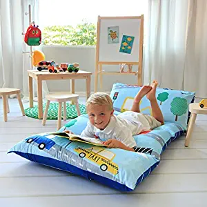 Butterfly Craze Kid's Floor Pillow Bed Cover - Use as Nap Mat, Portable Toddler Bed Alternative for Sleepovers, Travel, Napping, or as a Lounger for Reading, Playing. Cover Only!