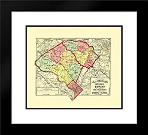 Gray 22x20 Black Modern Frame and Double Matted Museum Art Print Titled Howard Montgomery Counties Maryland - Gray 1873 Map