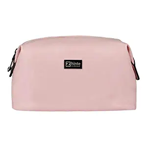 Travel Makeup Cosmetic Bag, Stylish Portable Makeup Pouch Multifunction Toiletry Bags Organizer with Zipper Waterproof PU Leather for Women Girls Ideal Gift (Pink)