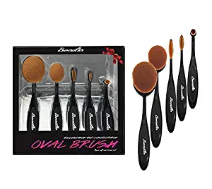 Vivace Professional Multifuction Makeup Oval Brush 5 pieces set With Classy Gift Box/Foundation Cream Concealer Blending and Contouring Extrasoft brush/including XL size