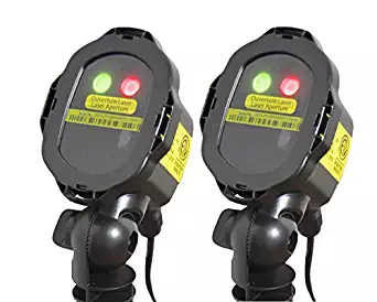 BlissLights Mini Duo RG Multicolor Laser Projectors - Indoor/Outdoor Decorative Landscape Lighting for Holidays, Parties, Events (Red, Green) - 2-Pack