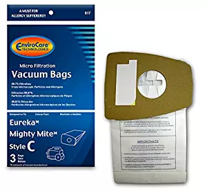 EnviroCare Replacement Micro Filtration Vacuum bags for Eureka Type C Mighty Mite Canisters 3 Pack