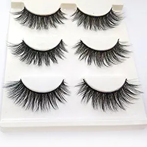 Trcoveric 3D False Eyelashes Extension 3Pairs Makeup Hand-made Dramatic Long Lashes Reusable Cruelty-Free Fake Eyelash