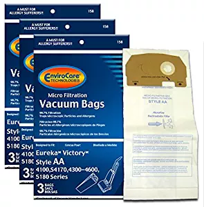 EnviroCare Replacement Vacuum Bags for Eureka Style AA Victory and True HEPA Uprights. 9 Pack
