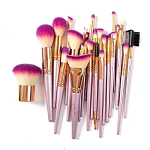 JAF 26pcs Professional Makeup Brush Set, Gradient Pink Rose Gold Kabuki Brushes, Primer Foundation Powder Highlighter Synthetic Makeup Brush Kit With OPP Bag Packing …