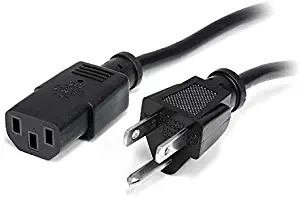 StarTech.com 6ft Standard Computer Power Cord (NEMA 5-15 to IEC 60320 C13) - 18 AWG Replacement IBM AC Power Cable for PC or Monitor -125V, 10A (PXT101),Black