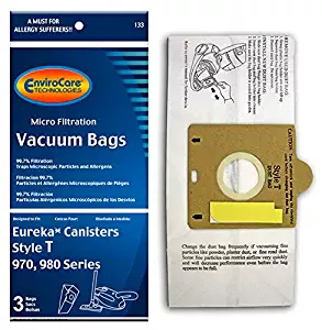 EnviroCare Replacement Micro Filtration Vacuum Bags Eureka Style T Canisters 3 Bags
