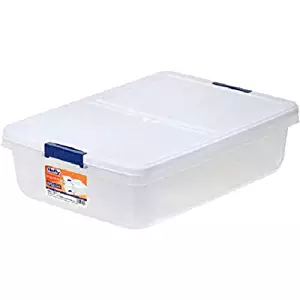Hefty 34-Quart Latch Box, Clear Base, White Lid and Blue Handle (1)