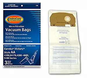EnviroCare Replacement Vacuum Bags for Eureka Style AA Victory and True HEPA Uprights. 3 pack