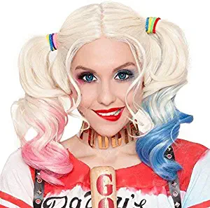 Deifor Multi-color Two Pigtails Hair Wig For Women Halloween, Cosplay Costume Party (Pink Blue Blonde)