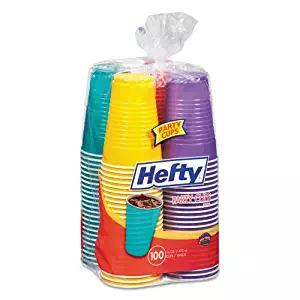 Hefty Easy Grip Disposable Plastic Cups, 16 oz, Assorted, 100 Cups (RFPC21637)