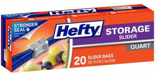 Hefty Slider Storage Bags, Quart, 20 Count