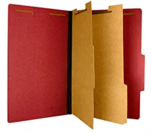The File King - Pressboard Classification Partition File Folder - Letter Size - Top Tab with Dividers, Fasteners, and 2” Expansion for Filing Cabinets and Drawers - Box of 10-2 Dividers & Fasteners