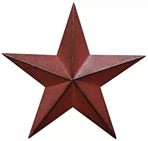 Dimensional Steel Metal Barn Star, 24-inch, Distressed Burgundy Red Finish