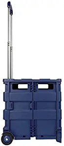 Office Depot Mobile Folding Cart with Lid, 16in.H x 18in.W x 15in.D, Blue, 50803