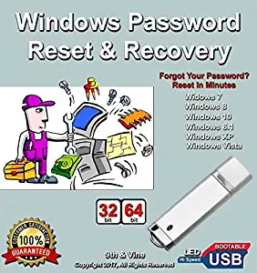 Windows Password Reset Recovery USB for Windows 10, 8.1,8, 7, Vista, XP in 32-64 bit. #1 Best Unlocker Software Tool For All PCs and Laptops