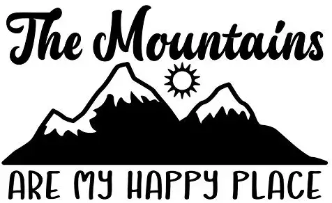 The Mountains are My Happy Place Vinyl Decal Sticker | Cars Trucks Vans SUVs Walls Cups Laptops | 5 Inch | Black | KCD2699B