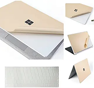 XSKN Anti-Scratch Full Body Skins Ultra Thin Removable Bubble Free Decal Laptop Sticker for Microsoft Surface Laptop (2017+) Upper and Bottom Cover (Champagne Gold, Clear Keyboard Skin)