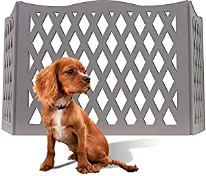 Zoogamo 3 Panel Gray Wood Diamond Design Pet Gate - Durable Lightweight Extra Wide Wooden Expandable & Folding Home/Indoor/Outdoor 48" W x 19" H Dog Safety Fence