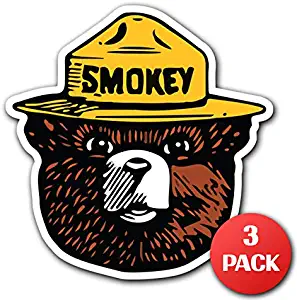 Smokey The Bear - [CUSTOMI] Firefighting Wildlife Decal Sticker for Car Truck MacBook Laptop Air Pro Vinyl (3 Pack)