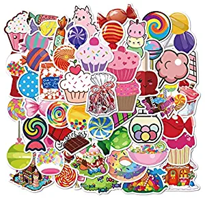 50PCS Candy Snacks Cartoon Graffiti Stickers Helmet Skateboard Guitar Luggage Laptop Water Cup Mobile Phone Waterproof Decorative Stickers Suitable for 3 Years Old and Above